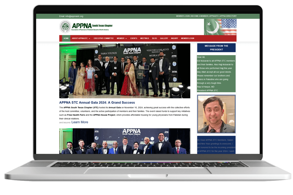 APPNA South Texas WordPress website design by Mostafij Emon