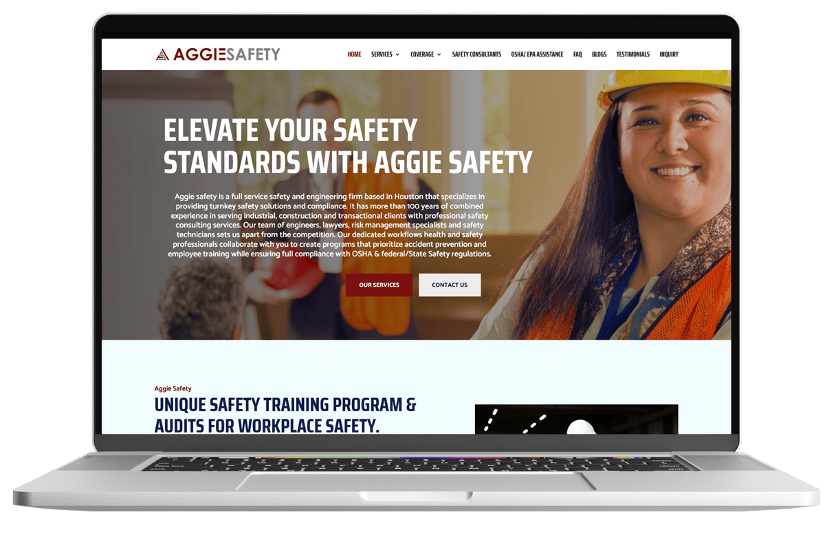 Aggie Safety WordPress website design by Mostafij Emon