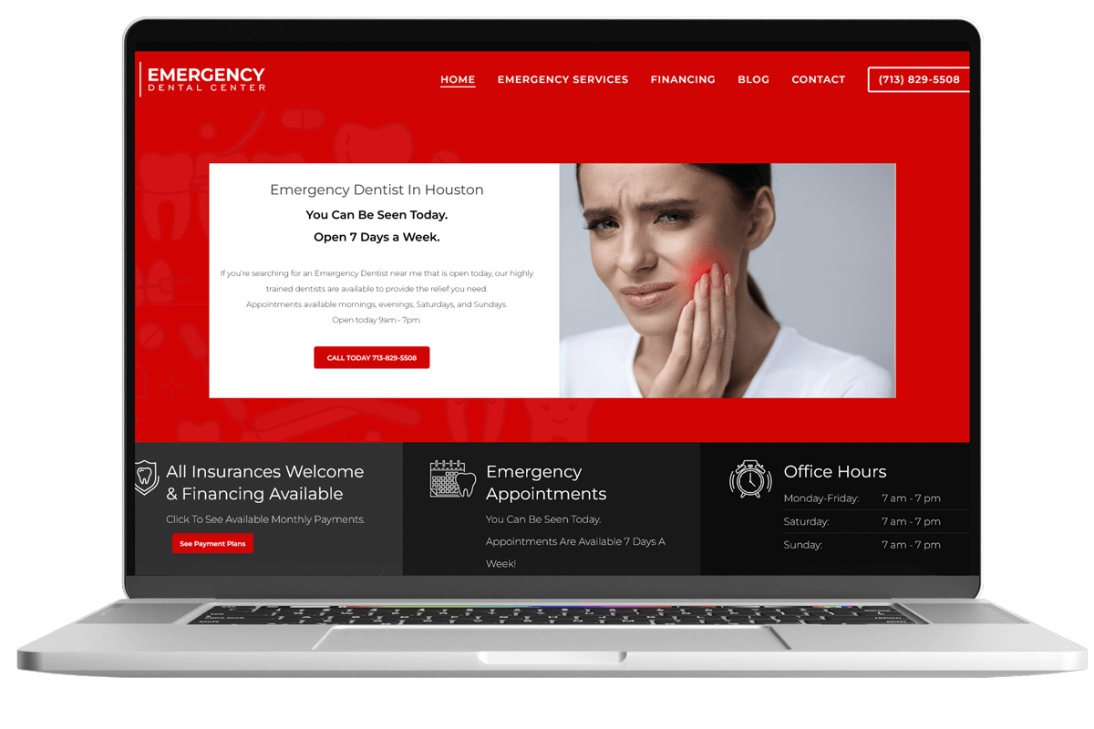 Emergency Dental Center WordPress website design by Mostafij Emon