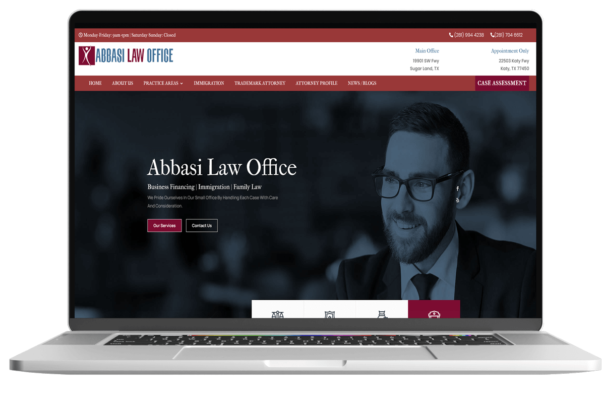 Abbasi Law Office WordPress website design by Mostafij Emon