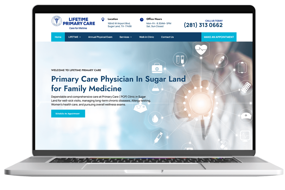 Lifetime Primary Care WordPress website design by Mostafij Emon